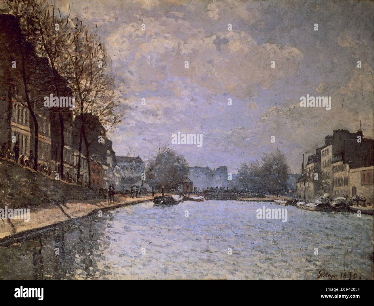 EL CANAL DE SAINT MARTIN. Auteur : Alfred Sisley (1839-1899). Lieu : MUSÉE D'Orsay, France. Banque D'Images