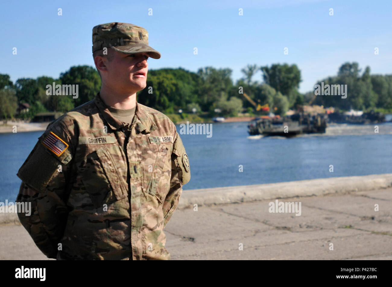 La 1ère Armée Le lieutenant Kyle Griffin, officier des blindés attribué à 4e Escadron, 2e régiment de cavalerie, et participant à l'exercice 2016 Anakonda croit que la multinationale dirigée par la Pologne, l'unité de formation améliore la préparation, par la construction de relations professionnelles et de créer des normes communes. Anakonda exercice 2016 est une multinationale dirigée par la Pologne, exercice qui comprend 25 000 soldats de 24 nations à partir de juin 7-17. (Photo US Army par le sergent. Debra Richardson) (publié) Banque D'Images