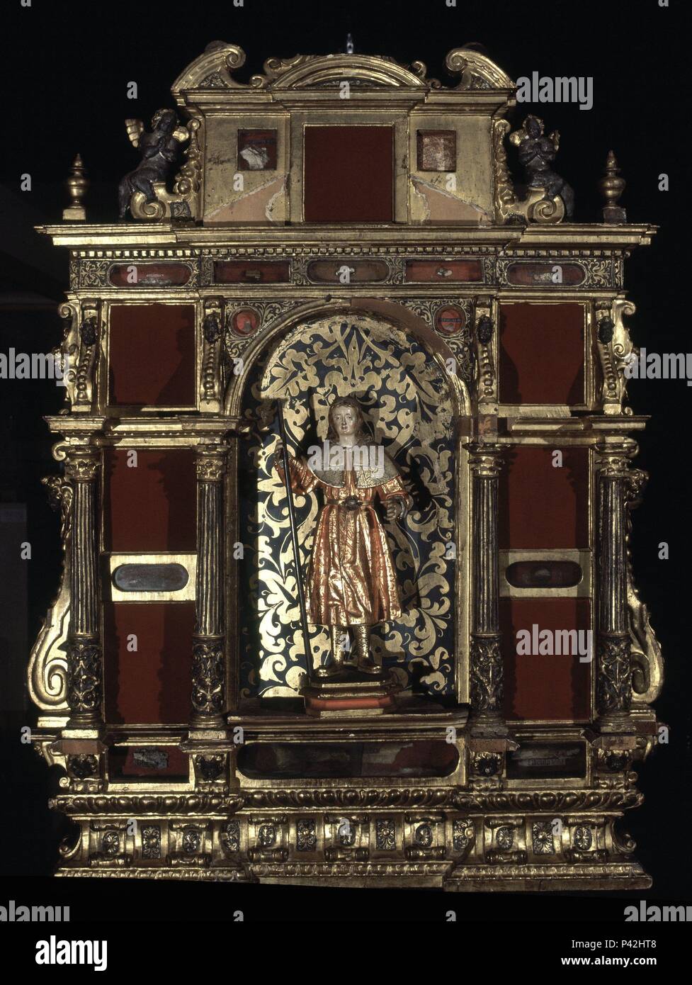 RETABLO DE S RAFAEL EN MADERA S XVII. Emplacement : CONVENTO DE LAS CLARISAS / Museo de Arte Sacro, Monforte de Lemos, Lugo, Espagne. Banque D'Images