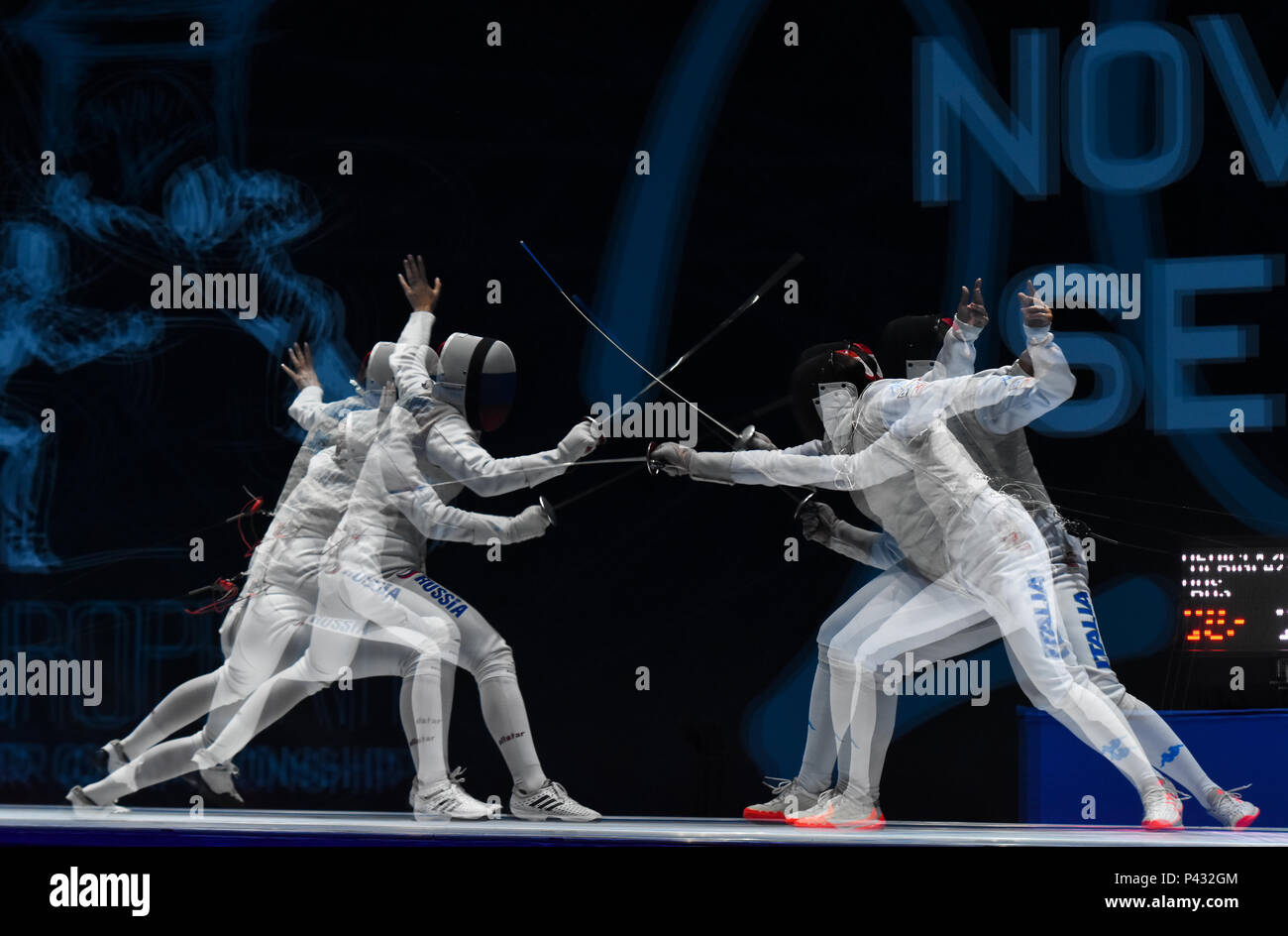 Novi Sad, Serbie. 20 juin 2018 escrime européenne championshio for womens Womens fleuret féminin par équipes Finale. Équipe d'Italie a gagné la médaille d'or, l'Italie a battu en finale de l'équipe Russie,équipe de France a remporté la médaille de bronze. Pour l'Italie a joué cini Chiara,Arianna Errigo,Mancini Camila et Volpi Alice Nenad Mihajlovic photo Credit : Nenad Mihajlovic/Alamy Live News Banque D'Images