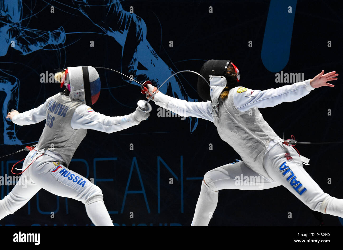 Novi Sad, Serbie. 20 juin 2018 escrime européenne championshio for womens Womens fleuret féminin par équipes Finale. Équipe d'Italie a gagné la médaille d'or, l'Italie a battu en finale de l'équipe Russie,équipe de France a remporté la médaille de bronze. Pour l'Italie a joué cini Chiara,Arianna Errigo,Mancini Camila et Volpi Alice Nenad Mihajlovic photo Credit : Nenad Mihajlovic/Alamy Live News Banque D'Images