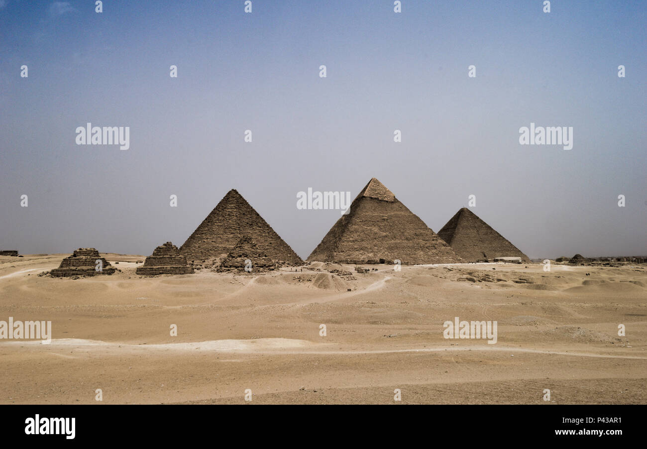Pyramides de Gizeh au Caire Banque D'Images