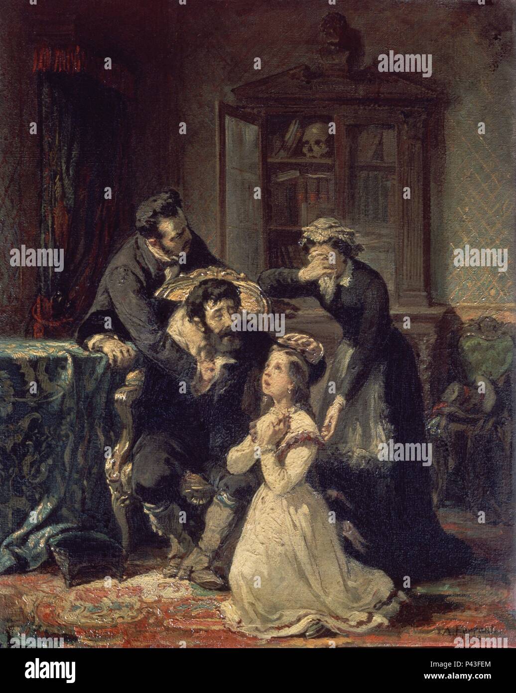 'L'homme de mort', 1869, huile sur toile, 40,50 x 33,50 cm. Auteur : Alejandro Ferrant y Fischermans (1843-1917). Emplacement : MUSEO ROMANTICO-PINTURA, MADRID, ESPAGNE. Banque D'Images