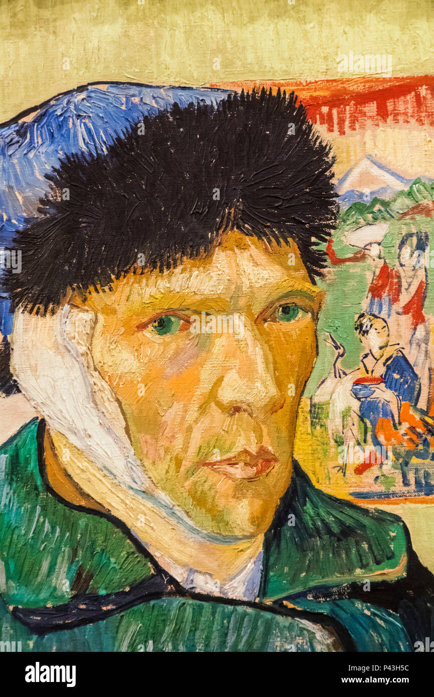 La peinture intitulée 'Autoportrait avec une oreille bandée" de Vincent van  Gogh datée 1889 Photo Stock - Alamy