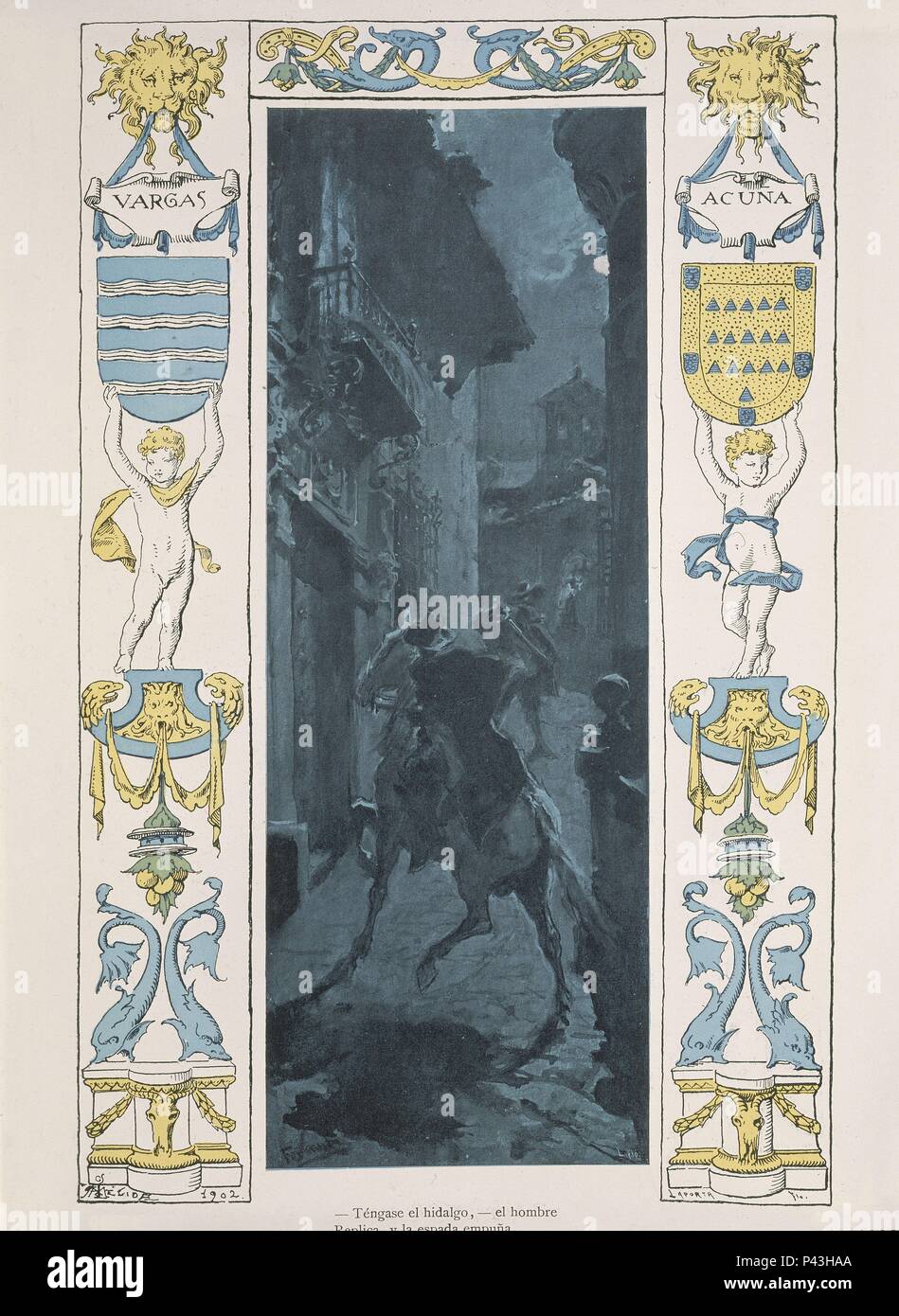 Un BUEN JUEZ MEJOR TÂCHE SCOLAIRE - DE LA ILUSTRACION OBRA DE ZORRILLA. Auteur : Alejandro Ferrant y Fischermans (1843-1917). Emplacement : BIBLIOTECA NACIONAL-COLECCION, MADRID, ESPAGNE. Banque D'Images