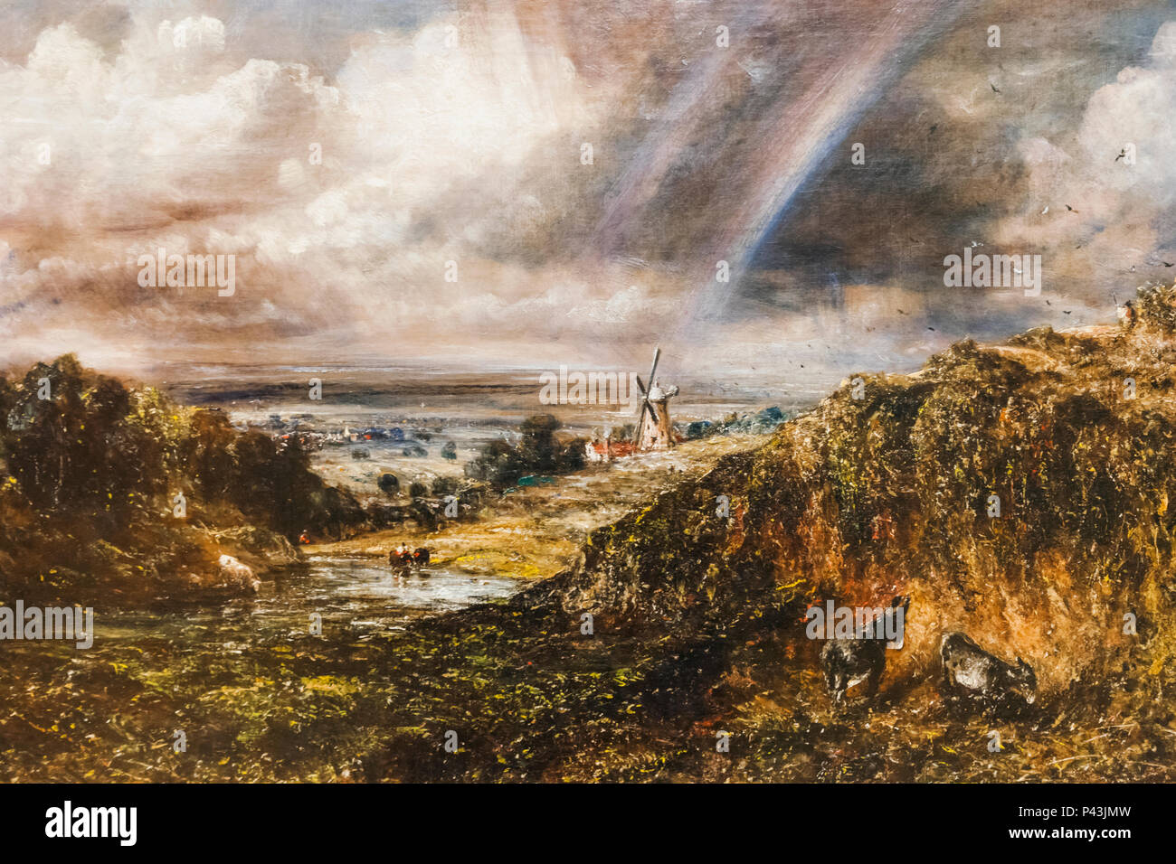 La peinture intitulée "Hampstead Heath avec un arc-en-ciel' de John Constable daté 1836 Banque D'Images