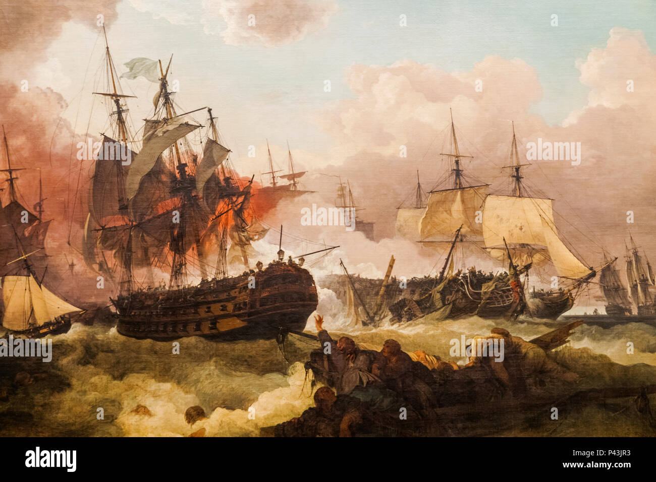 La peinture intitulée 'La Bataille de Camperdown' par Philip James de Loutherbourg daté 1799 Banque D'Images