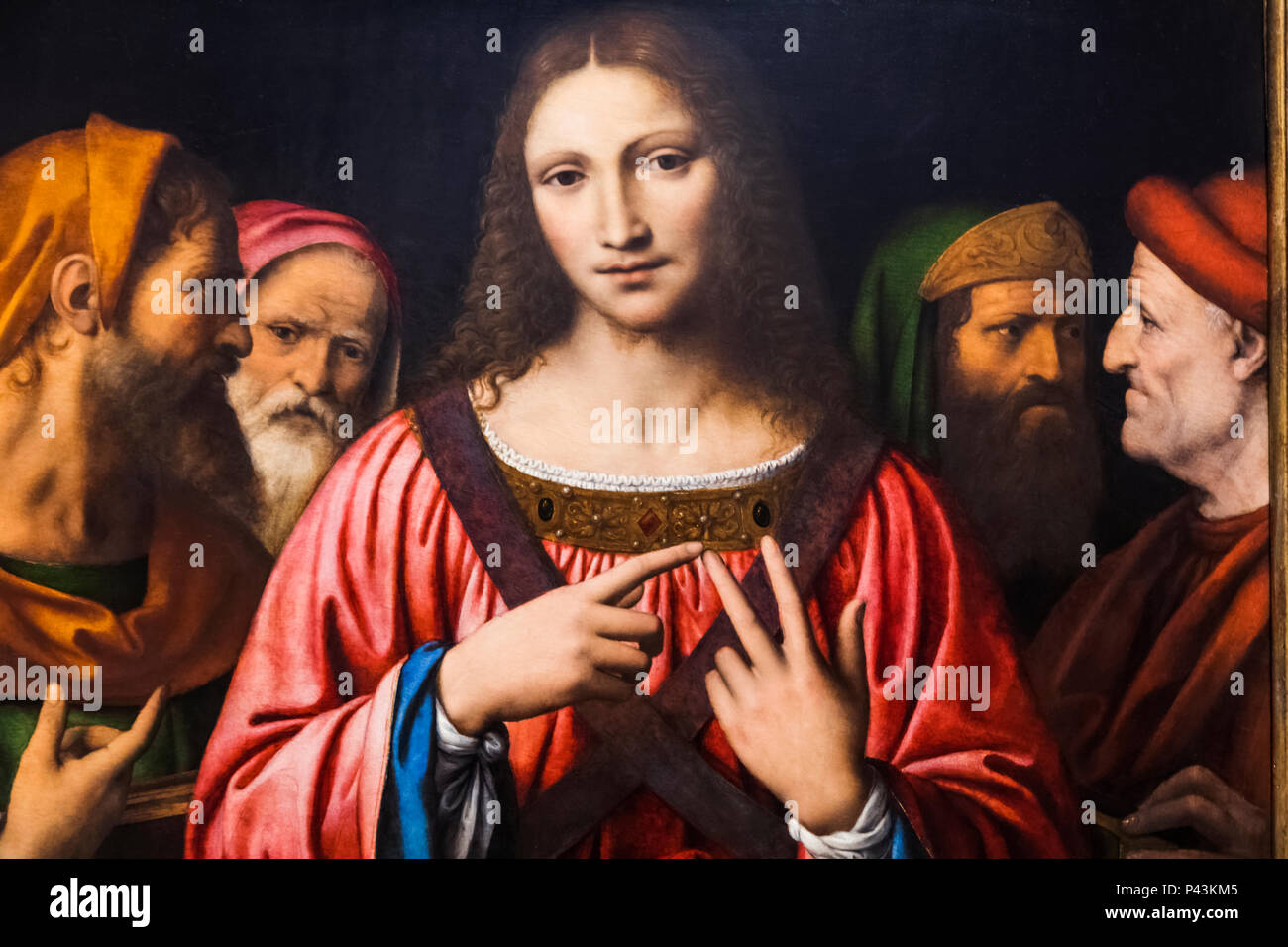 La peinture du Christ parmi les docteurs par Bernardino Luini daté 1515 Banque D'Images
