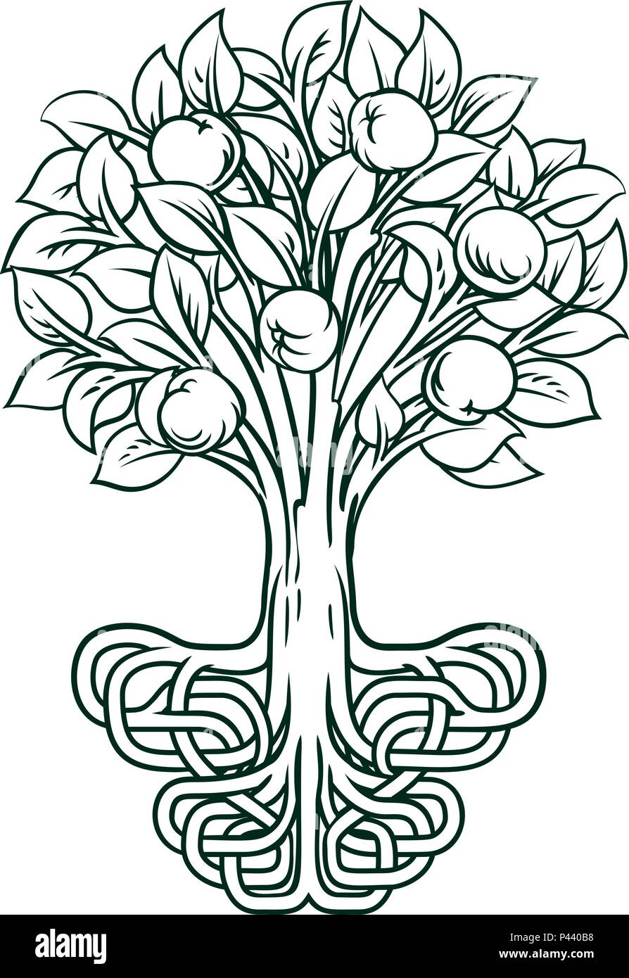 Apple Tree Roots Concept Illustration de Vecteur