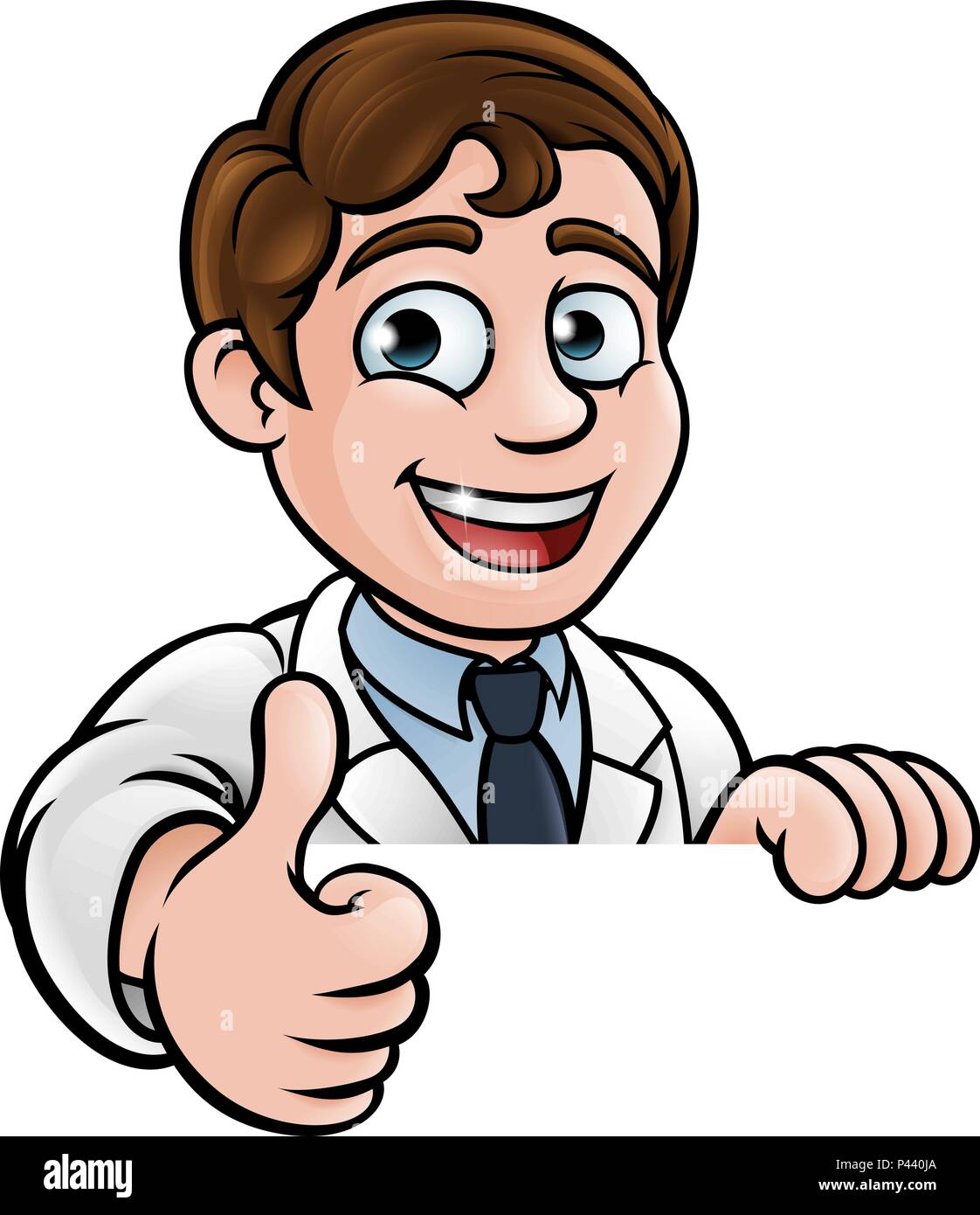 Thumbs Up Scientist Personnage Sign Illustration de Vecteur