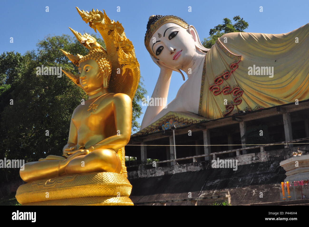 Les Statues de Bouddha, Wat Phra That Suthon Mongkhon Khiri, Phrae, Thaïlande, Monumental Statue de Bouddha, Bouddha, Bouddha, Bouddha méditant au repos Banque D'Images