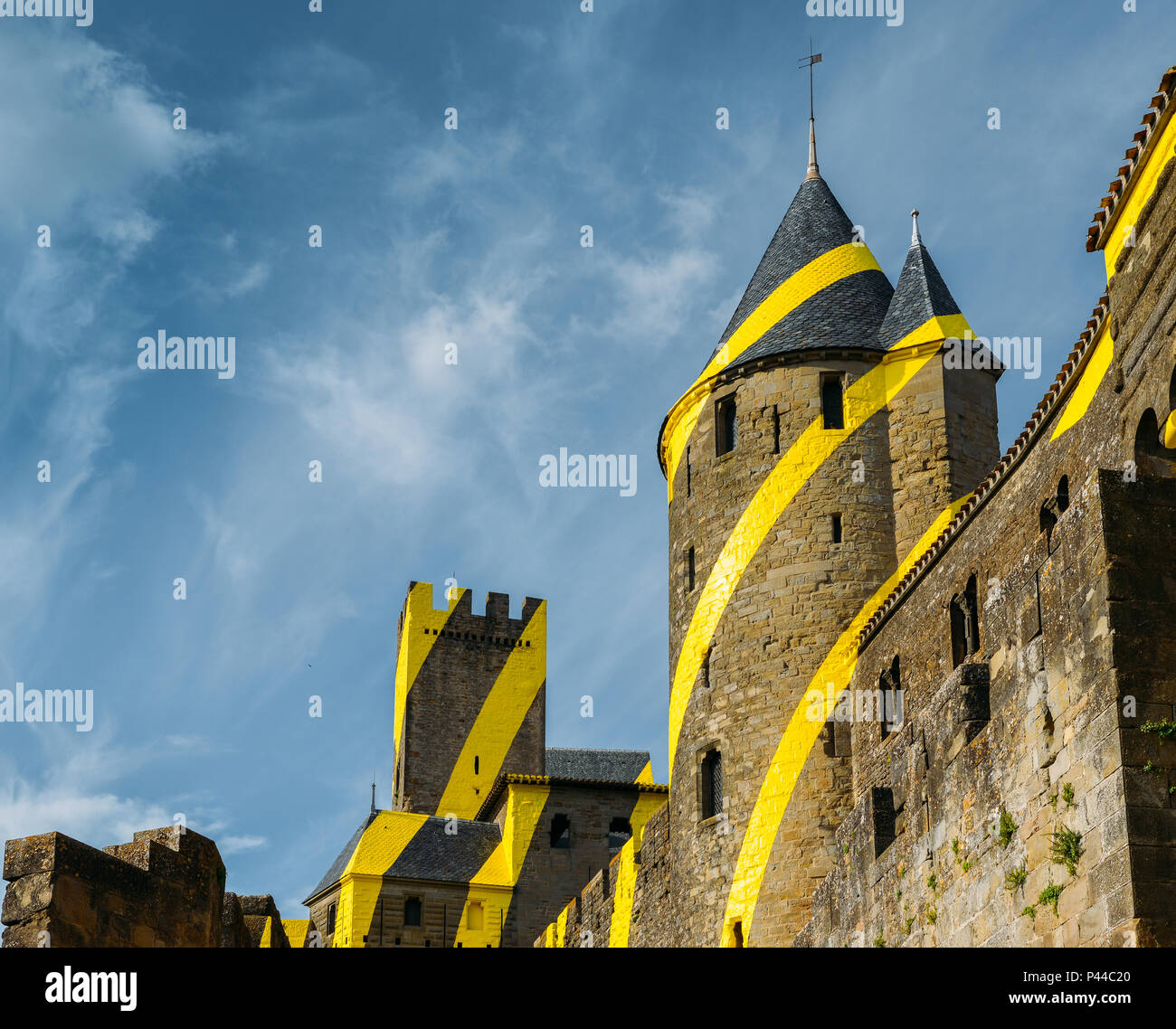 Carcassonne, une ville dans le sud de la France, est un site du patrimoine mondial de l'UNESCO célèbre pour sa citadelle médiévale Banque D'Images