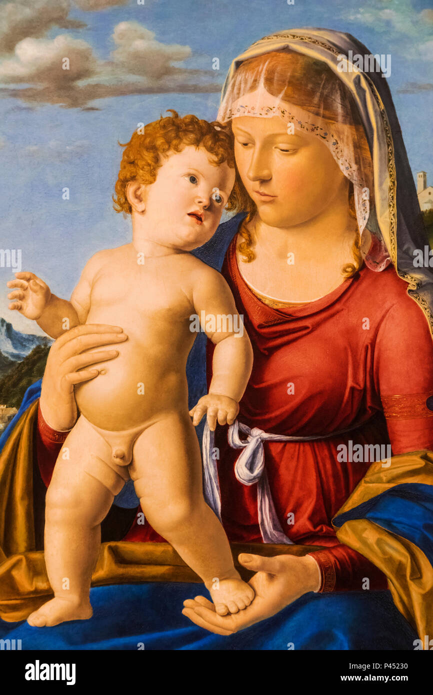 Tableau de la Vierge et l'enfant de Giovanni Battista Cima da Coneglliano daté 1496 Banque D'Images