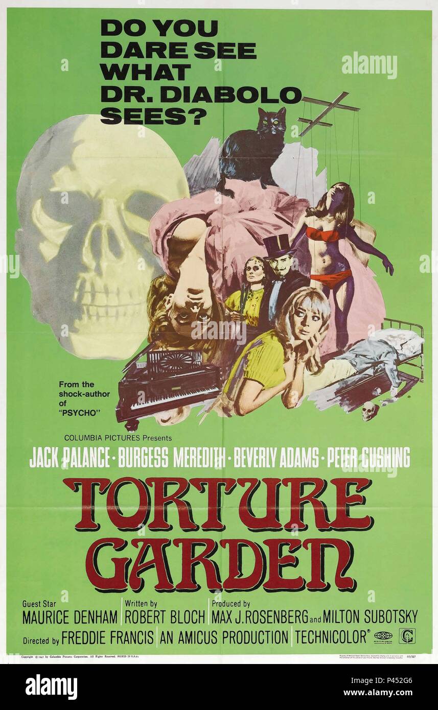 Titre original : LA TORTURE GARDEN. Titre en anglais : LA TORTURE GARDEN. Directeur de film : FREDDIE FRANCIS. Année : 1967. Credit : Columbia Pictures / Album Banque D'Images