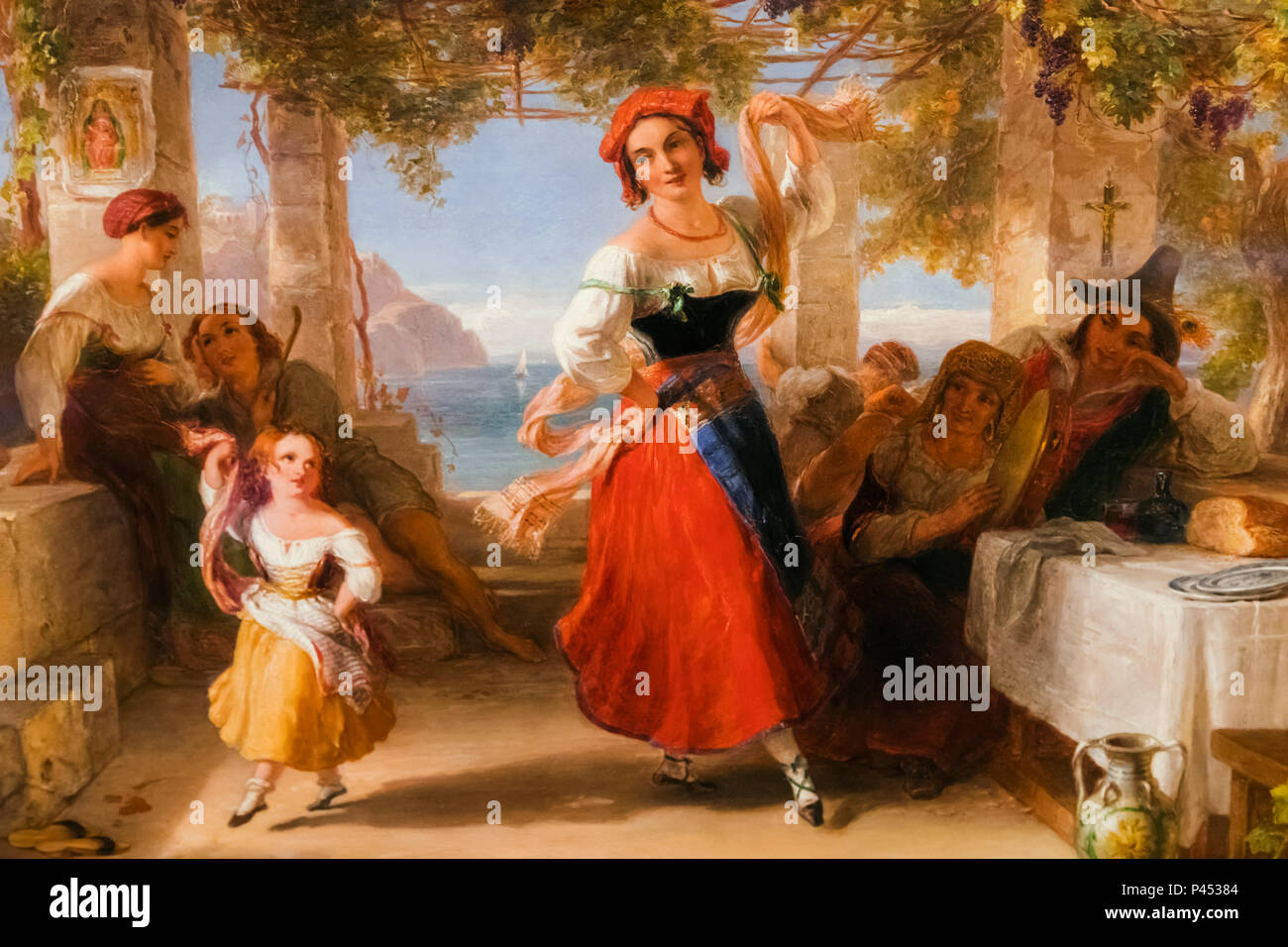 Peinture d'une mère italienne enseigner son enfant la tarentelle par Thomas Uwins daté 1824 Banque D'Images
