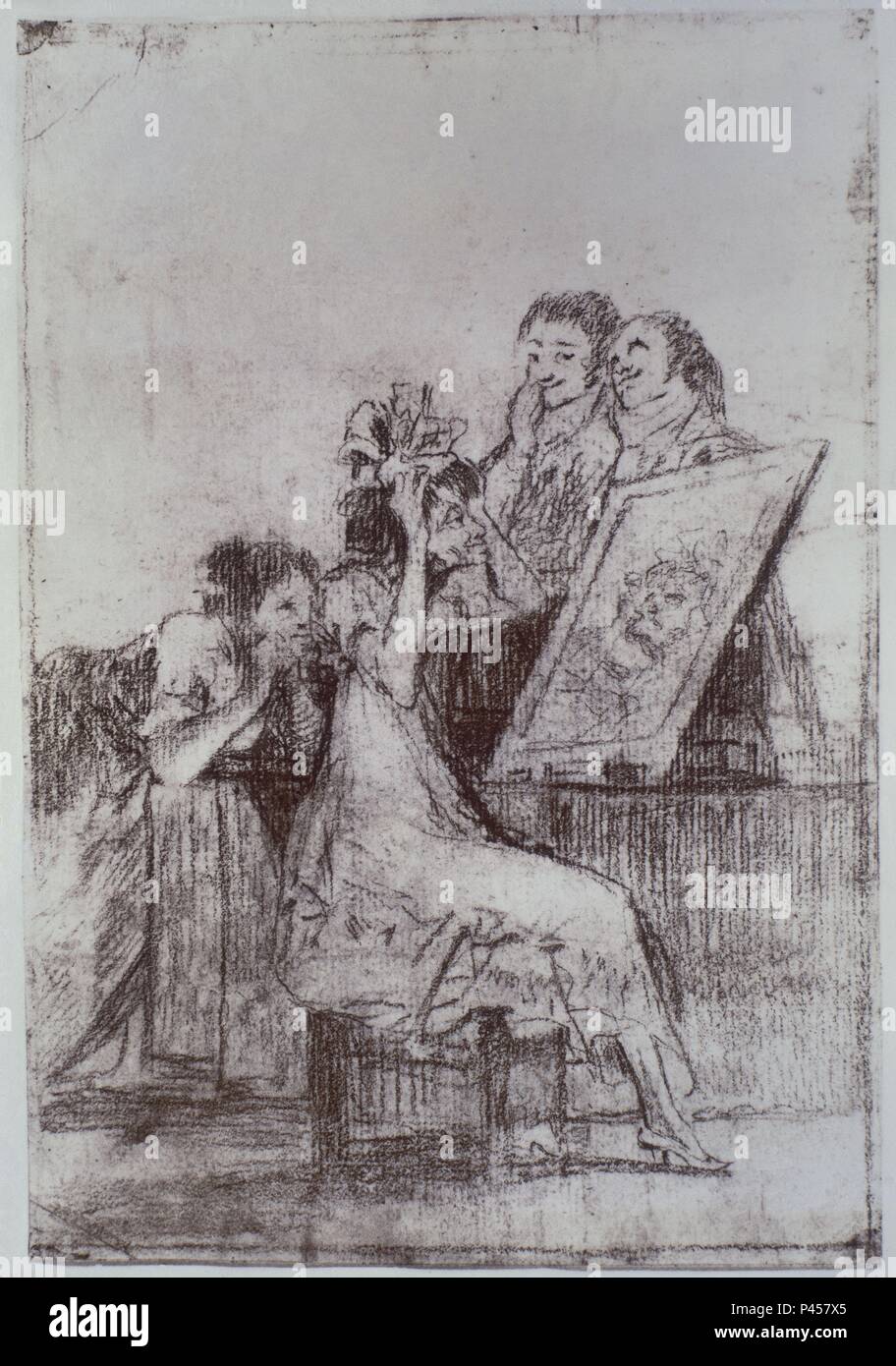 CAPRICHO - 55 Hasta la Muerte - SIGLO XVIII - DIBUJO PARA SANGUINA. Auteur : Francisco de Goya (1746-1828). Emplacement : Museo del Prado-DESSINS, MADRID, ESPAGNE. Banque D'Images