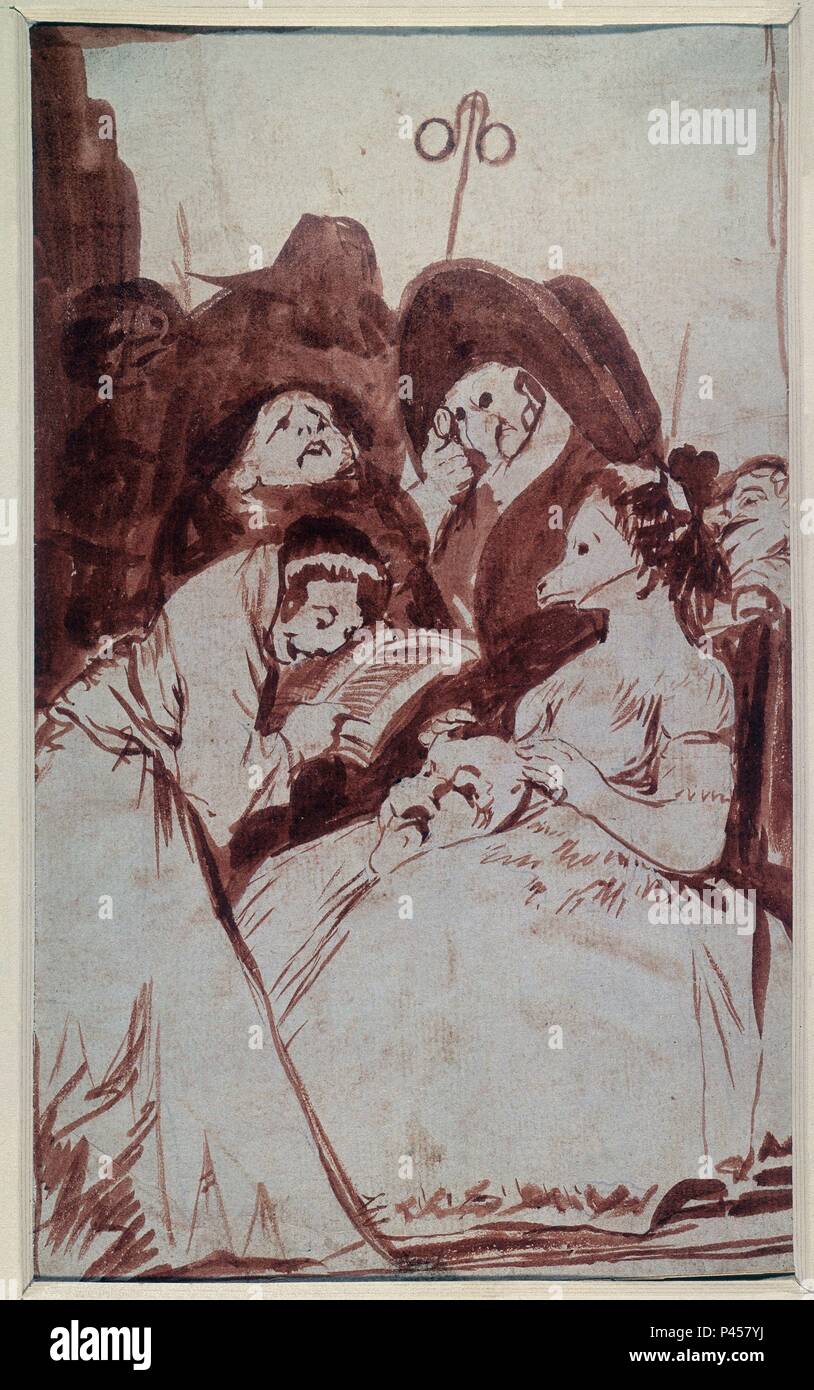 DIBUJO PREPARATORIO PARA EL CAPRICHO 57 - LA FILIACION - siglo XVIII. Auteur : Francisco de Goya (1746-1828). Emplacement : Museo del Prado-DESSINS, MADRID, ESPAGNE. Banque D'Images