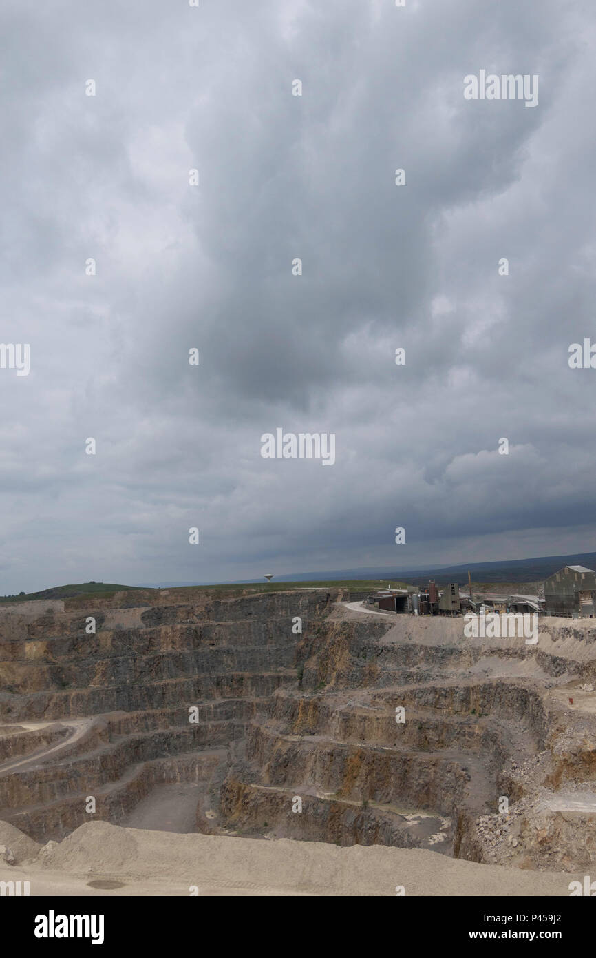 Hanson Aggregates working Limestone Quarry, Greenhow Hill, Pateley Bridge, North Yorkshire, Angleterre, ROYAUME-UNI. Banque D'Images