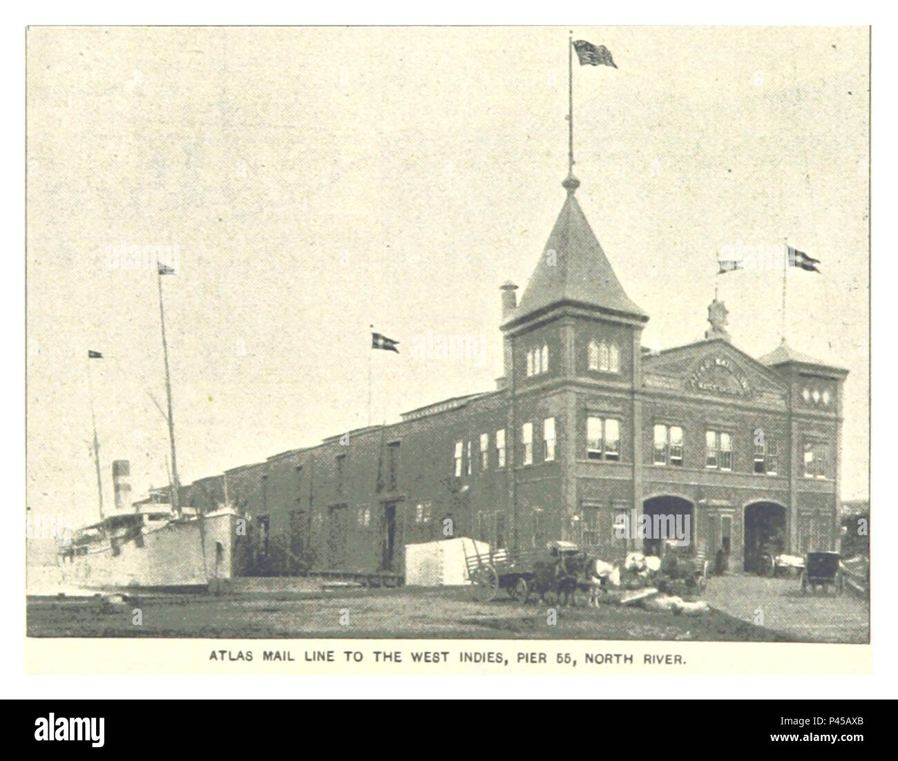 ATLAS 106 MAIL LINE AUX ANTILLES, Pier 55, RIVIÈRE DU NORD. Banque D'Images