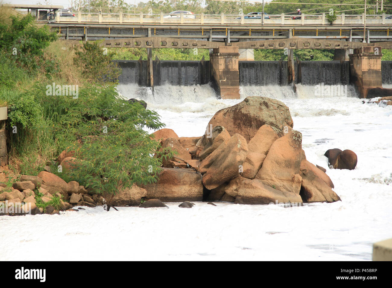 TietÃª Rio, Barragem e Usina de Porto, GÃ³es Cidade de Salto. SALTO/SP, Brasil 20/09/2013. (Foto : Celio Coscia / Fotoarena) Banque D'Images