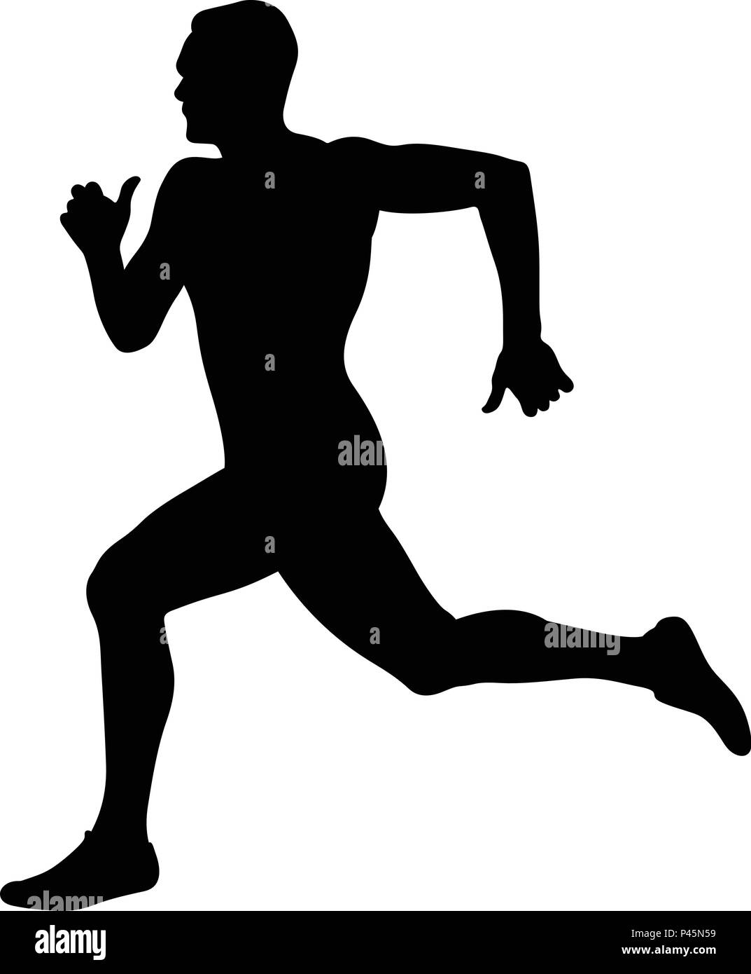 Homme runner sprinter silhouette noire la concurrence dans l'athlétisme Illustration de Vecteur
