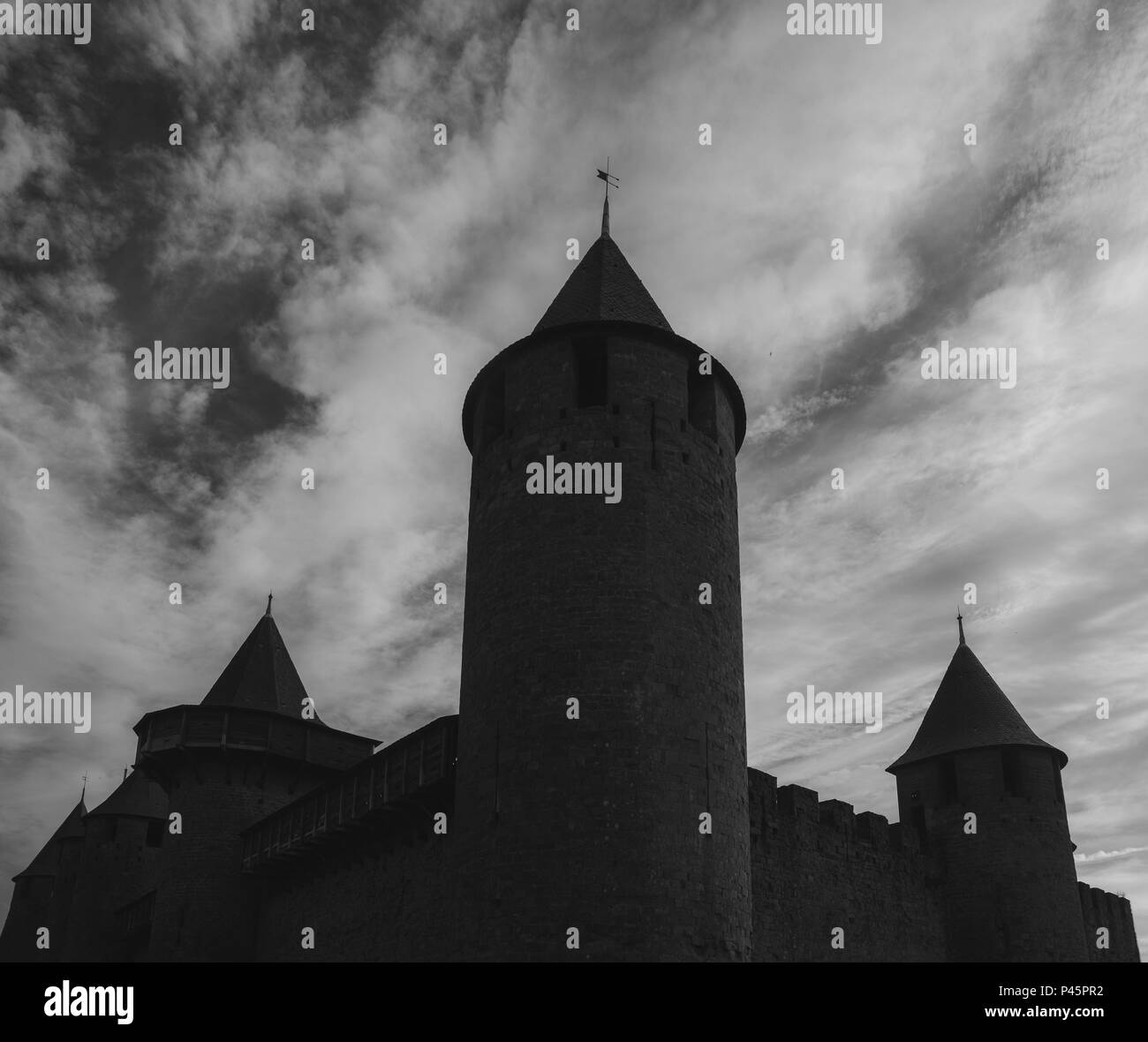 Carcassonne, une ville dans le sud de la France, est un site du patrimoine mondial de l'UNESCO célèbre pour sa citadelle médiévale construite au 13e et 14e siècles Banque D'Images