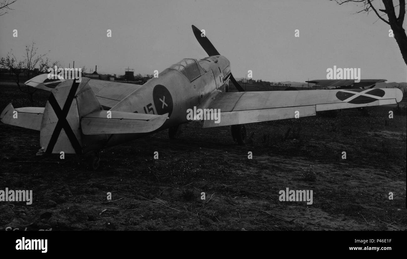 GUERRA CIVIL - 1936 - AVION Messerschmitt BF-109 légion Condor. Banque D'Images