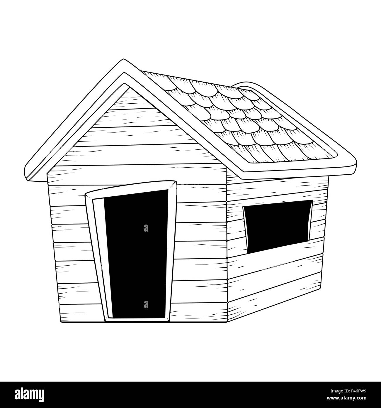 Maison en bois design contour vector isolated on white Illustration de Vecteur
