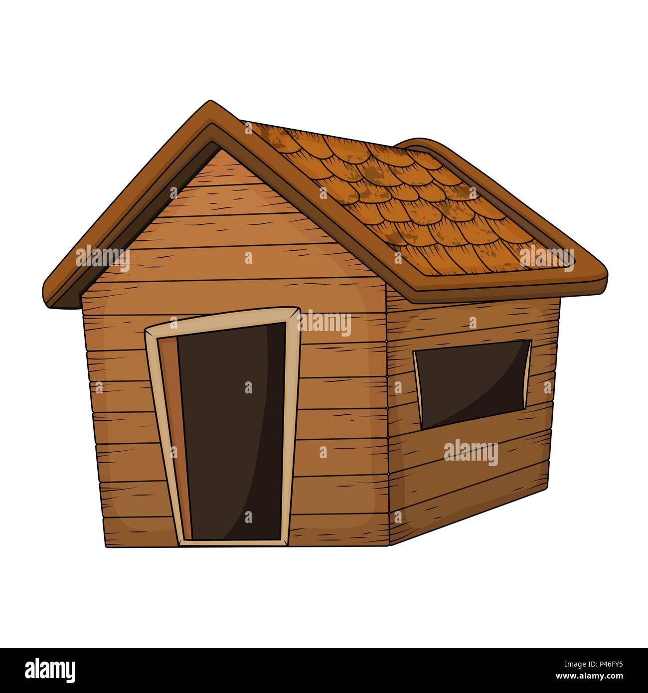 Maison en bois design cartoon vector isolated on white Illustration de Vecteur