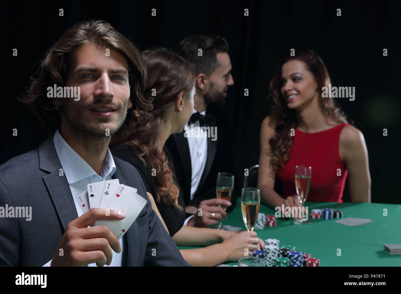Groupe de joueurs de poker de sinistre Banque D'Images