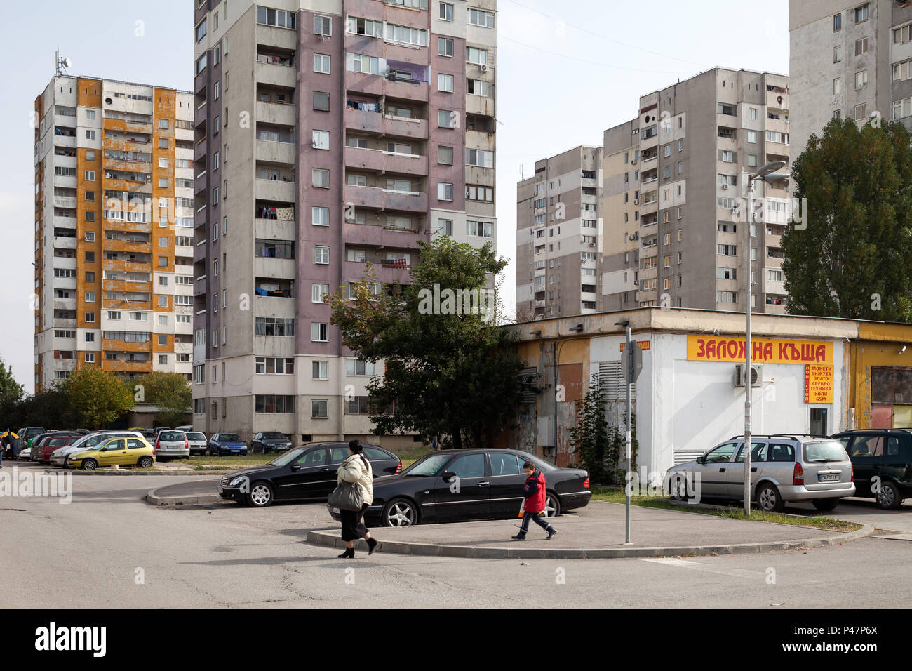 Sofia, Bulgarie, les maisons préfabriquées estate Banque D'Images