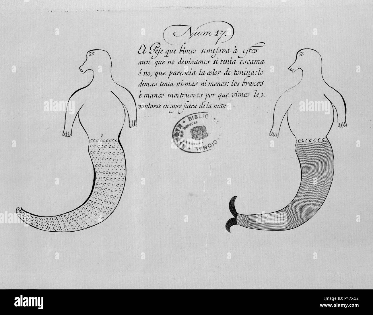 VIAJE DE DÉTROIT JUAN DE FUCA - RELACION del Viaje hecho por las Goletas SUTIL Y MEXICANA EN 1792 - PEZ HUMANO. Emplacement : BIBLIOTECA NACIONAL-COLECCION, MADRID, ESPAGNE. Banque D'Images