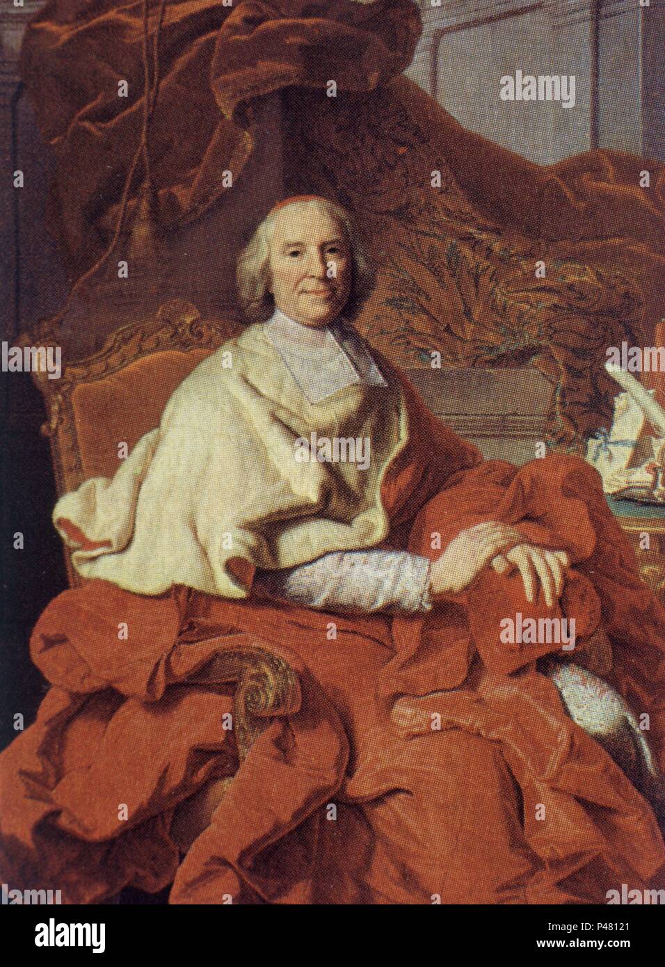 André Hercule de Fleury - 18e siècle - Huile sur toile. Auteur : Hyacinthe Rigaud (1659-1743). Également connu sous le nom de : ANDRÉ HERCULE DE FLEURY CARDENAL Y FRANCES POLITICO. Banque D'Images