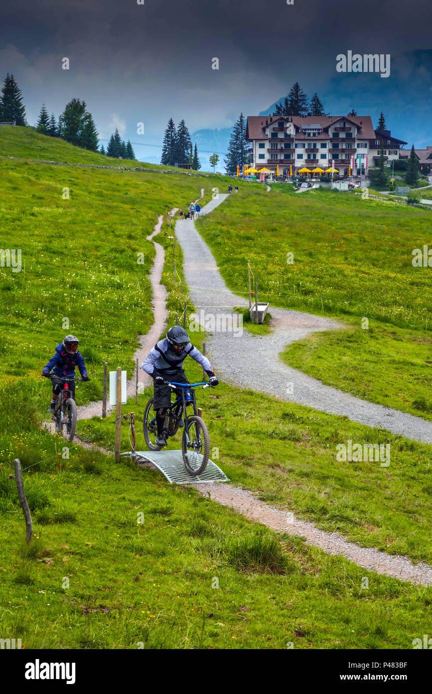 Du vélo de montagne, vélo de montagne, Flumserberg, Suisse, Union européenne, Europe Banque D'Images