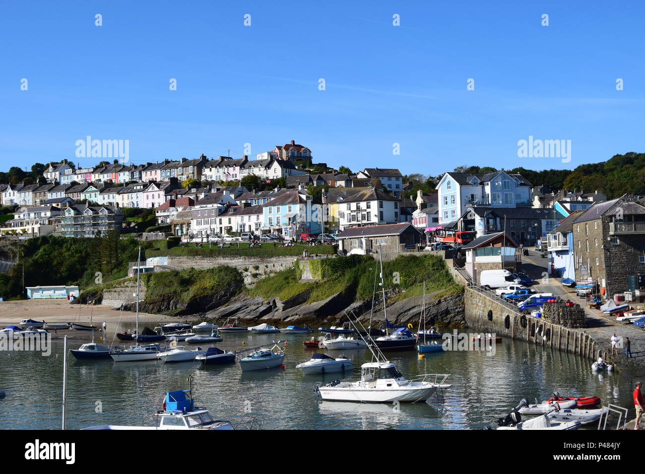 Quai de New Quay pittoresque Pays de Galles Banque D'Images