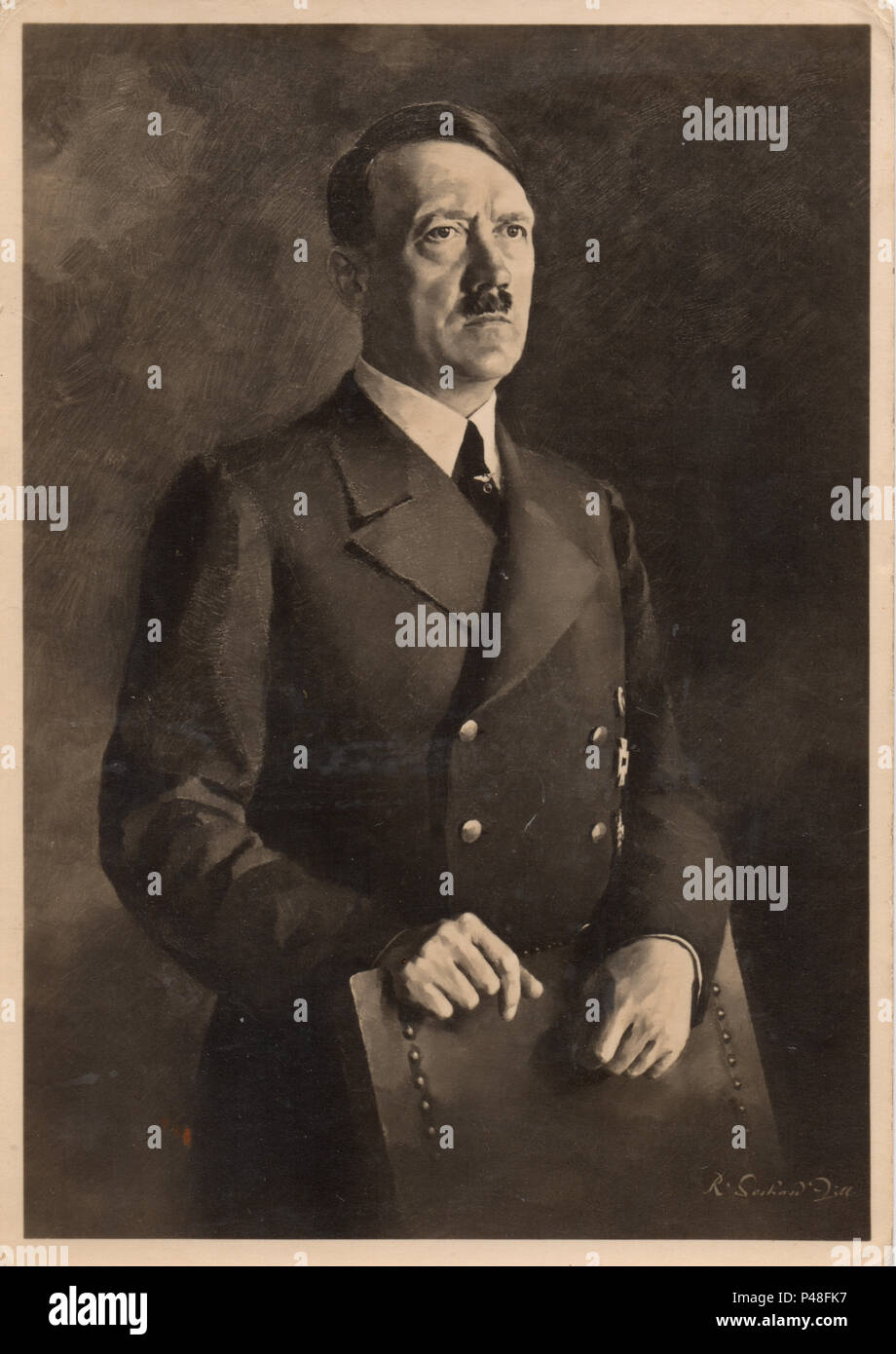 Carte postale d'avant d'Adolph Hitler Banque D'Images