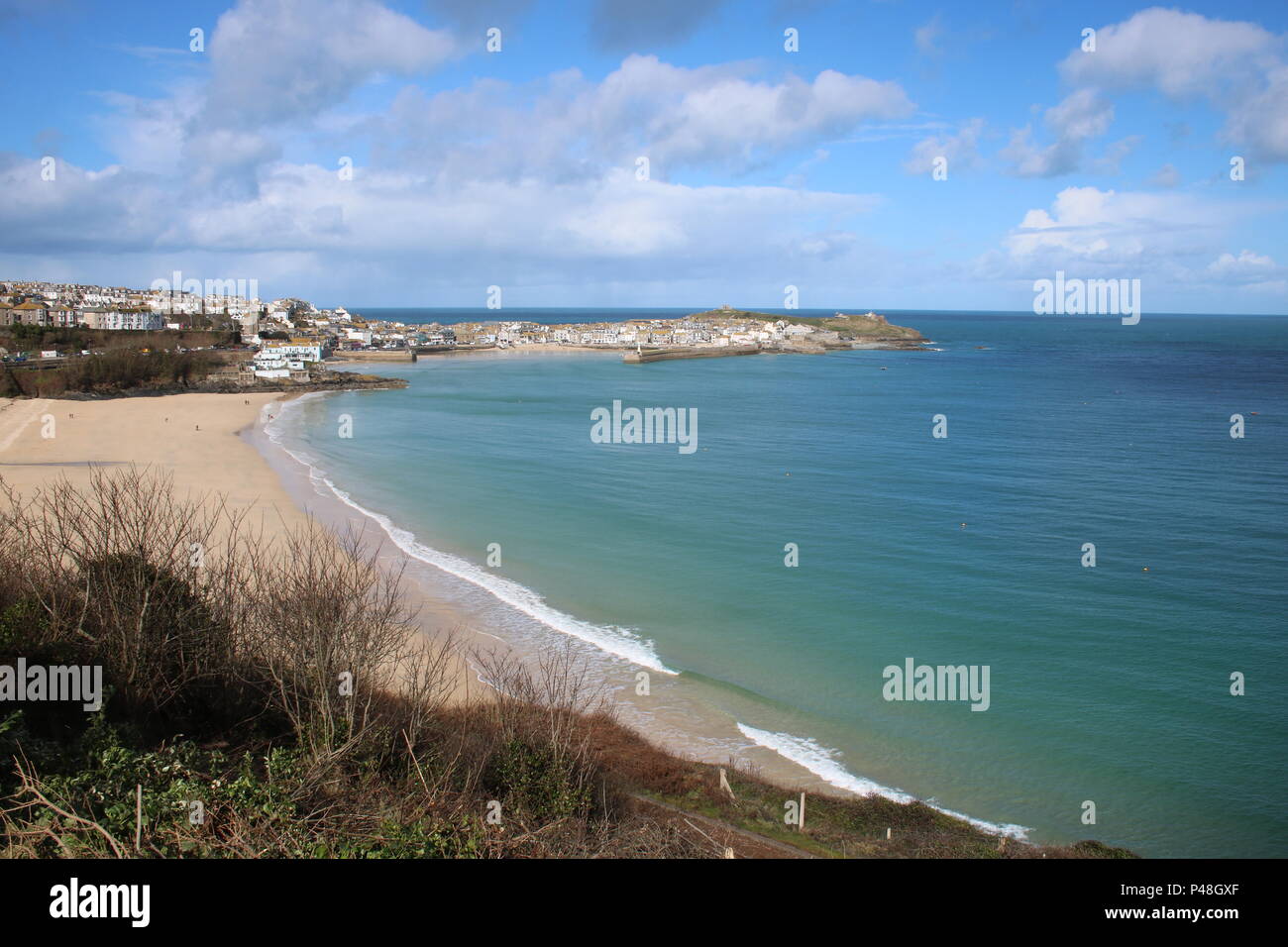 La plage de Porthminster, Baie de St Ives, Cornwall, Angleterre, Royaume-Uni Banque D'Images