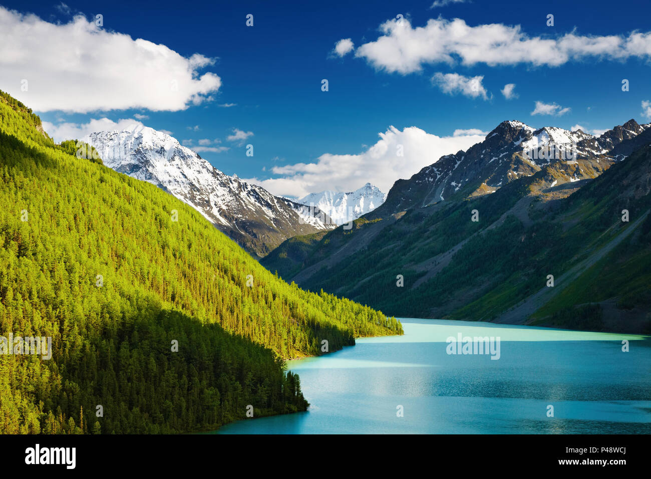 Beau lac turquoise en Kucherlinskoe montagnes de l'Altaï Banque D'Images