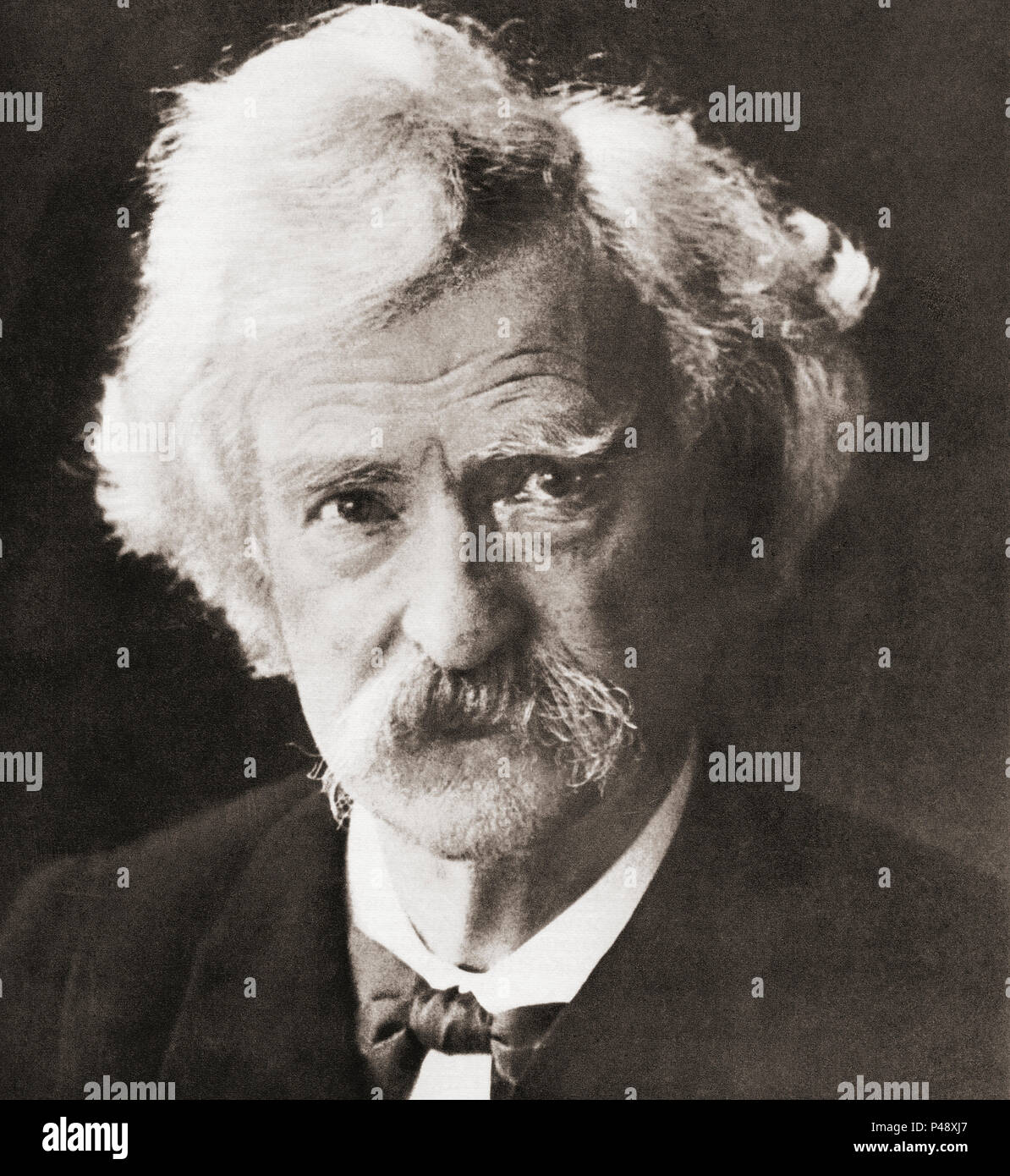 Destouches, 1835 -1910, mieux connu sous son nom de plume de Mark Twain. L'écrivain américain, humoriste, entrepreneur, éditeur et conférencier. Après une impression contemporaine. Banque D'Images