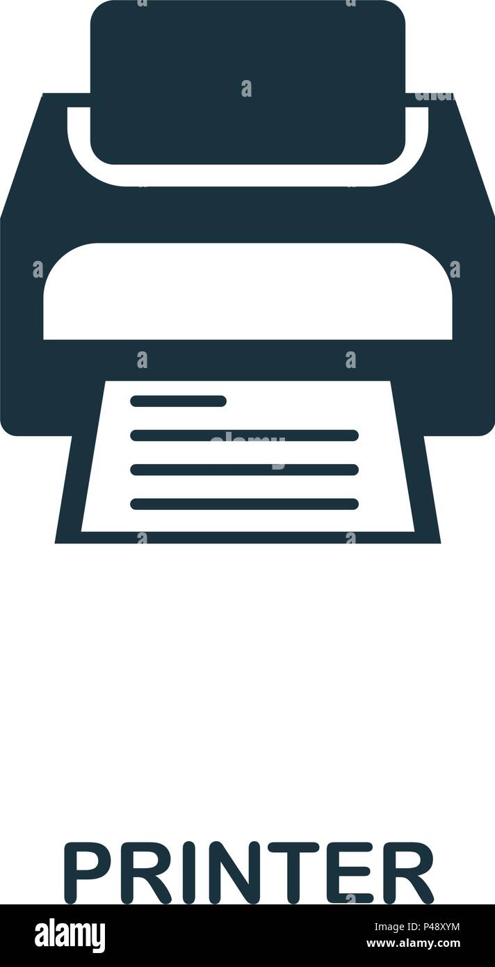 Icône de l'imprimante. L'icône de style de ligne design. L'ASSURANCE-CHÔMAGE. Illustration de l'icône de l'imprimante. Les pictogrammes isolé sur blanc. Prêt à utiliser dans la conception de sites web, applications, logiciel, imprimer. Illustration de Vecteur