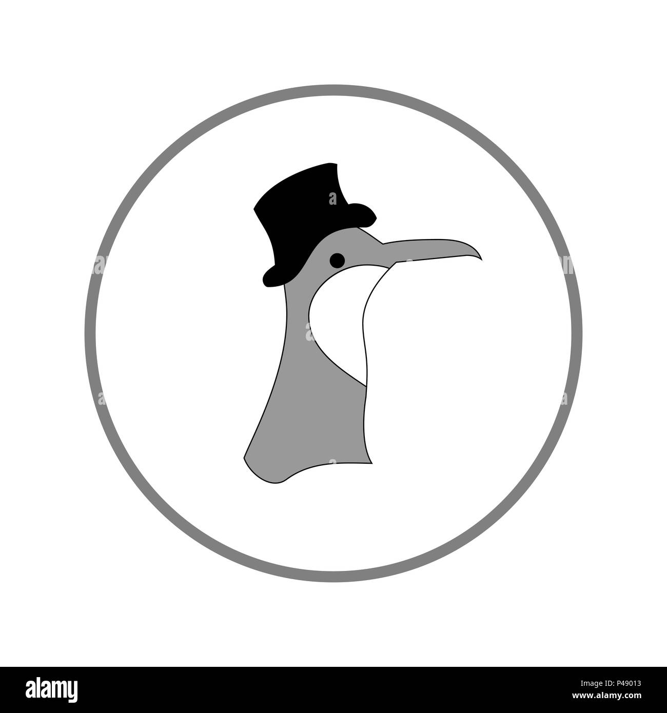 Un dessin animé oiseau avec un grand bec et un chapeau. Illustration de Vecteur