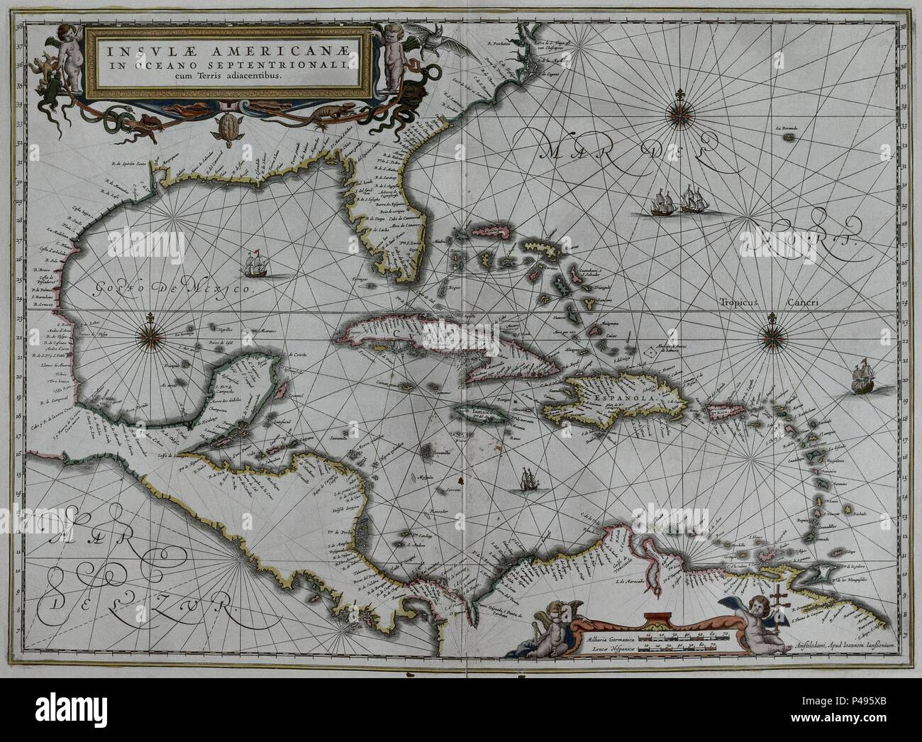 INSULAE AMERICANAE-MAPA DE NORD 1652. Auteur : Nicolaes Visscher I (1618-1679). Emplacement : SERVICIO GEOGRAFICO del Ejercito, MADRID, ESPAGNE. Banque D'Images