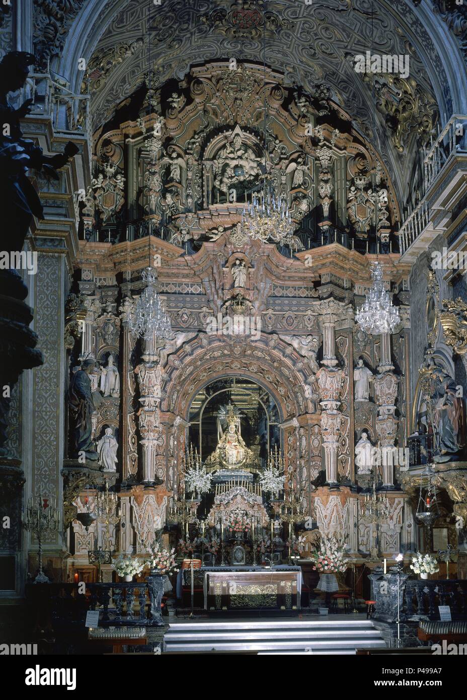 RETABLO MAYOR-BARROCO-1760. Auteur : Marcos Fernández de la Raya (18 100.). Emplacement : IGLESIA DE LAS ANGUSTIAS, ESPAGNE. Banque D'Images