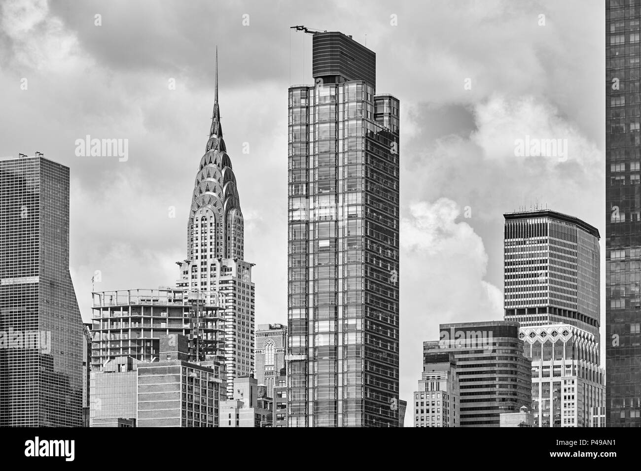 Photo noir et blanc de l'architecture de la ville de New York, USA. Banque D'Images