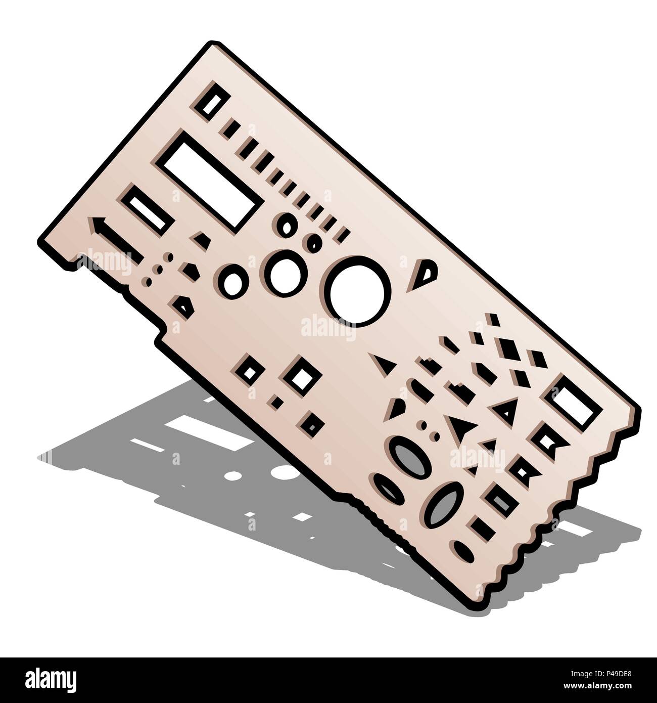 Matériel pour le dessin, la règle géométrique pour un tirage d