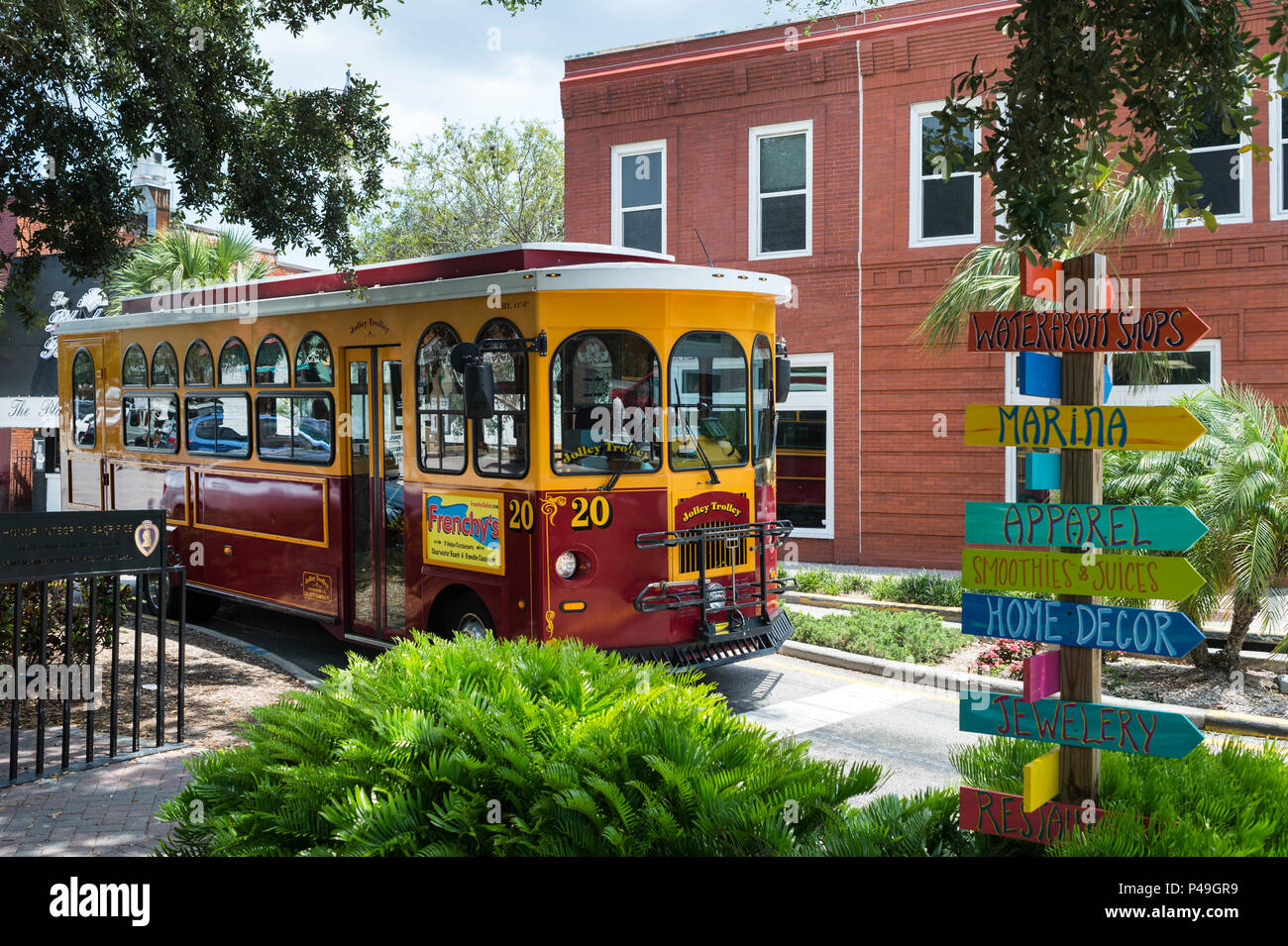 'Jolley trolley bus tram' à Dunedin, en Floride, Banque D'Images