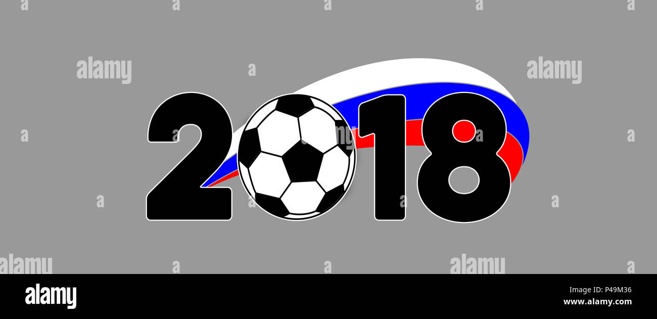 2018 Football drapeau bannière avec la Russie et la balle Banque D'Images