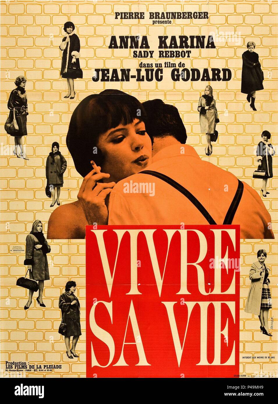 Titre original : VIVRE SA VIE : FILM EN DOUZE TABLEAUX. Titre en anglais : MA VIE À VIVRE. Directeur du film : Jean-luc Godard. Année : 1962. Credit : PATHE CINEMA / Album Banque D'Images