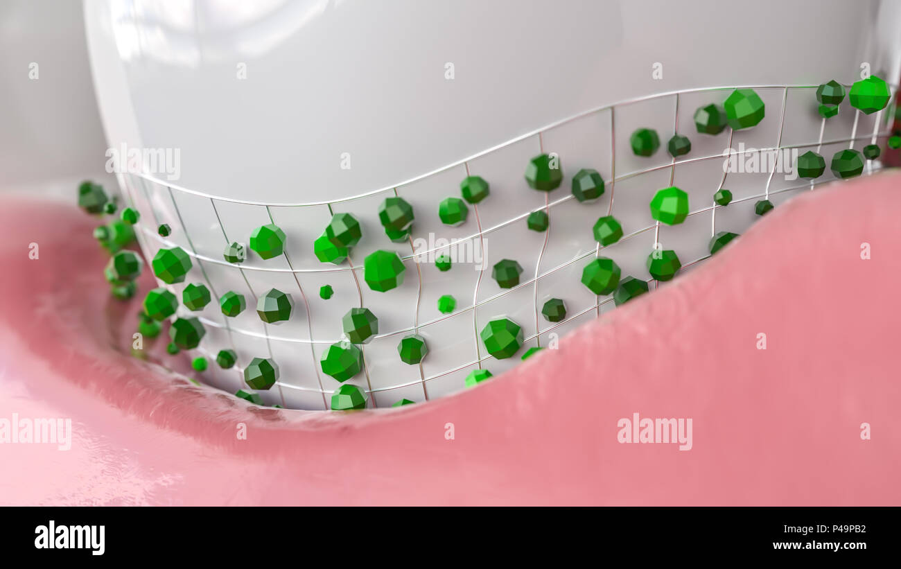 Attaque les bactéries Rendu 3D - dent Banque D'Images