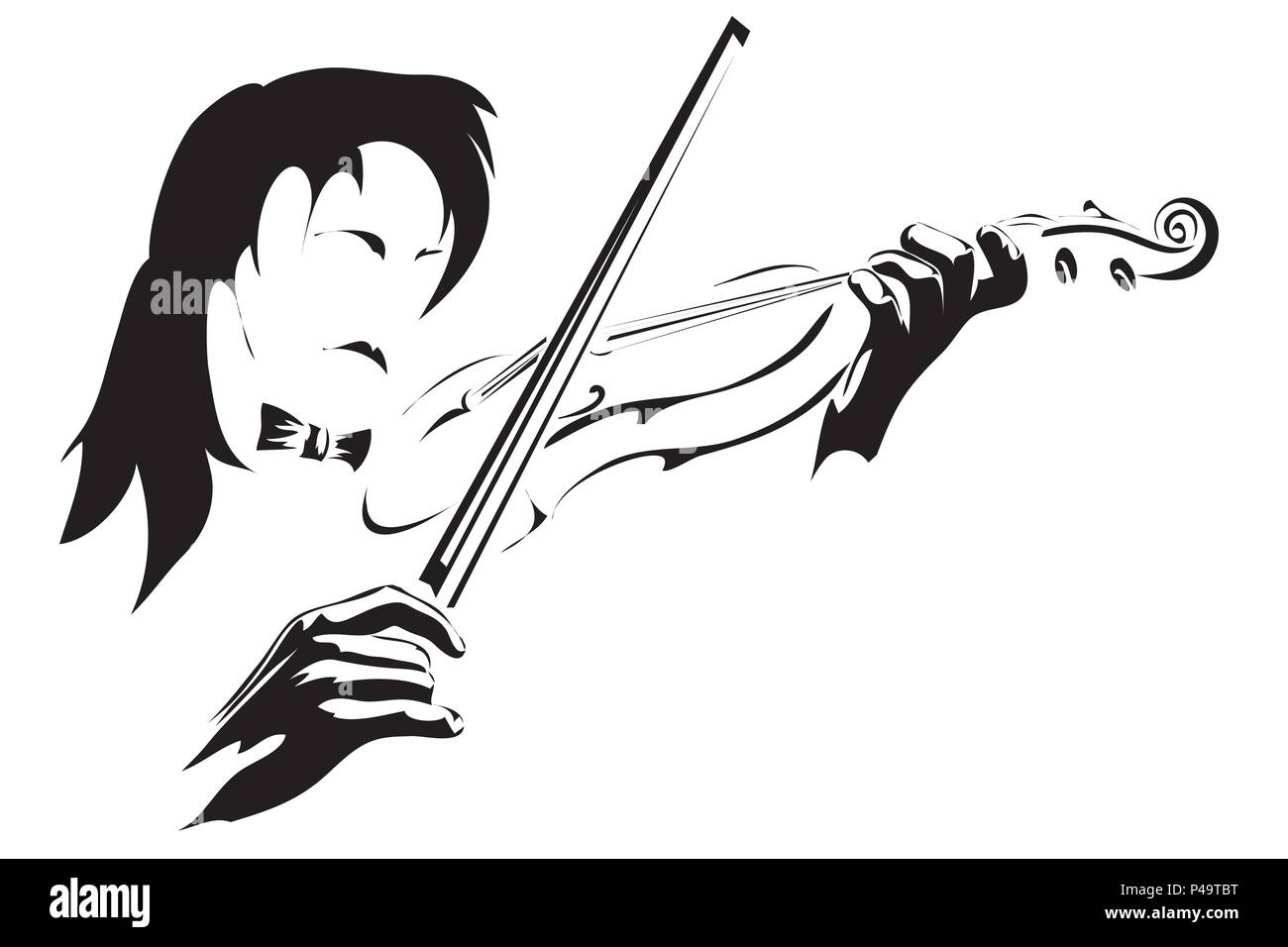 Vector illustration avec un violon sur scène jouant du violon à performance monochrome Illustration de Vecteur
